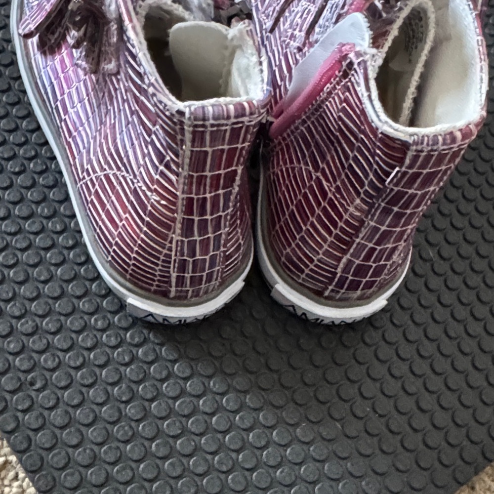 Amiana Pink Patterned Girls' High-Top Sneakers with Buckle Straps - Picture 2 of 4